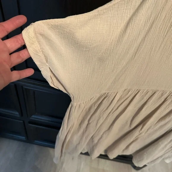 Women's Cream V-Neck Dress - Picture 2 of 4